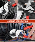 Two Pack 10 Inch And 14 Inch Heavy Duty Cable Cutters For Copper And Aluminum Wire Up To 120 Mm2 Capacity Multi Strand Cables Not For Steel Wire Pro Grade Electrician Tool cutting copper wire in action.