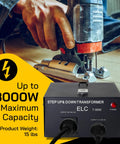 Heavy Duty 3000 Watt Voltage Converter Transformer For 110V To 220V And 220V To 110V Electronics with Circuit Breaker Protection CE Certified