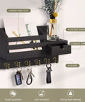 Wall Mounted Key And Mail Organizer With Six Hooks And A Storage Drawer Easy Install Entryway Decor Must Have For Keys Mail Wallet Glasses Cards And Small Items Neat Black Finish