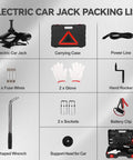 Packing list for Electric Scissor Car Jack Kit 3 Ton 12V Portable Auto Lift With Seventeen Point Seven Inch Lift Range