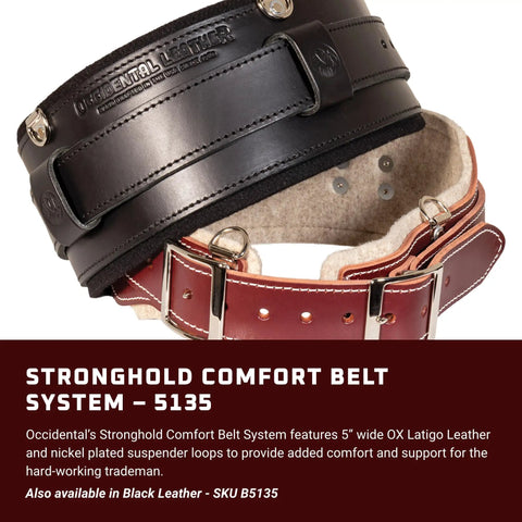 Stronghold Comfort Belt System 5 Inch Work Belt With 2 Inch Leather Overbelt For Back Support, OxyRed Small, Made In USA