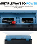 Hella Chill Thermoelectric Cooler And Warmer With Solid Performance For Road Trips Truck RV Car And Home showing power connections in back.