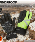 2 Pairs Winter Work Gloves With Thinsulate C100 Lined, High Dexterity Touchscreen Ready, Waterproof, Black and Green, Size L