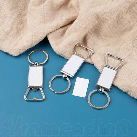 10 Pack Sublimation Blanks Keychains Aluminum Bottle Opener Transfer Key Rings For Custom DIY Gifts And Dope Crafts