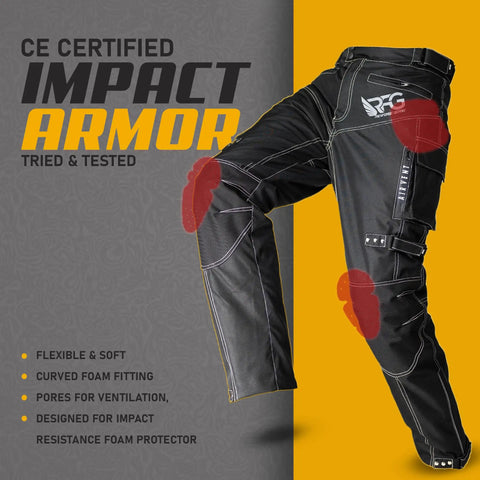 Mens Waterproof Motorcycle Pants with CE Armor and Ventilation Zippers Badass Tactical Cordura Adventure Riding Gear Rainproof Windproof Touring Pants Black with CE certified impact armor