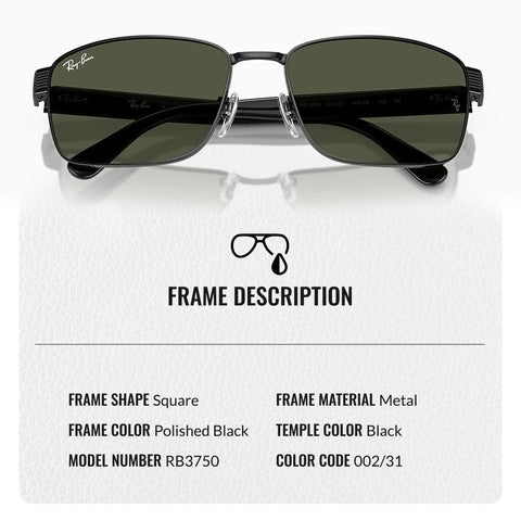 Front view of unisex square frame non polarized sunglasses with G 15 green lens includes official eyewear kit