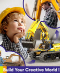 LECPOP 5-in-1 building toy robot excavator kit with 430 blocks, RC/app remote control