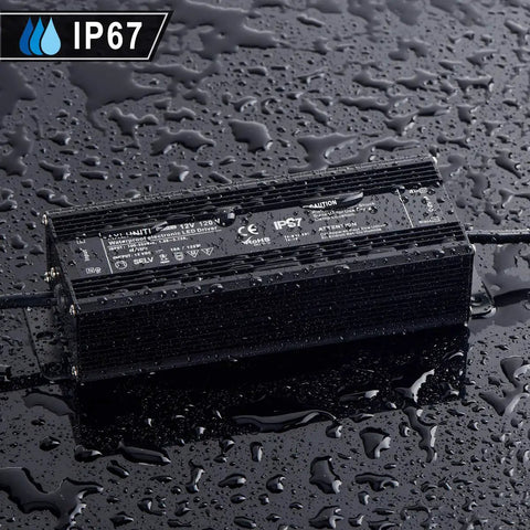 Beefy 120W 12V DC LED Power Supply With IP67 Waterproof Rating on wet surface