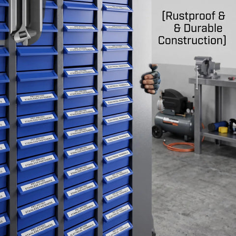 Heavy Duty 100 Drawer Rustproof Metal Hardware Organizer For Screws Bolts Fittings Fasteners With Industrial Grade Corrosion Resistant Build Keeps Your Shop Badass Organized And Looking Sharp