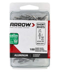 Short Aluminum One Eighth Inch Pop Rivets For Metal Fabric Leather And Auto Repair 100 Pack Reliable Rivet Fasteners