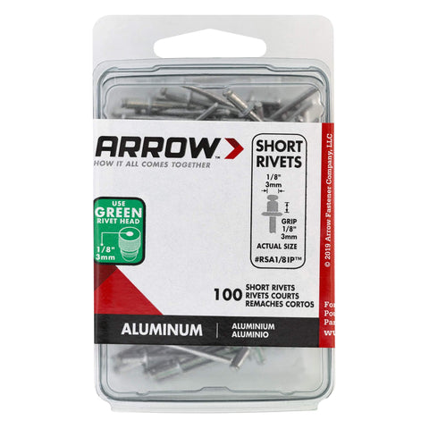 Short Aluminum One Eighth Inch Pop Rivets For Metal Fabric Leather And Auto Repair 100 Pack Reliable Rivet Fasteners