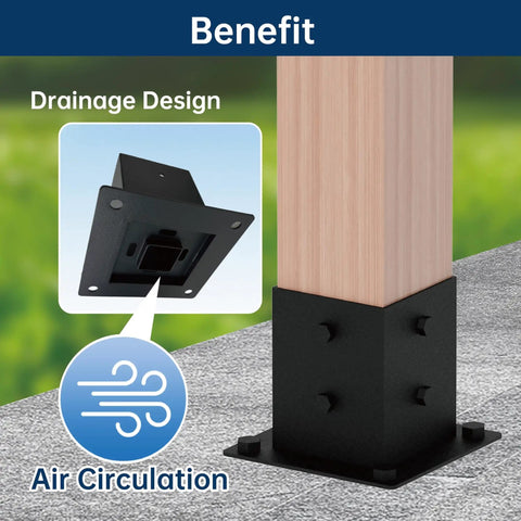 Heavy Duty Pergola Bracket Kit For 4x4 Posts With Wall Base 105 Degree 4 Way Connectors drainage and air circulation design