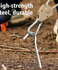 Heavy Duty Aluminum Tent Stakes 20 Pack 7 Inch Ground Stakes With Hooks used in camping setup demonstration