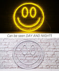 Happy Face Neon Sign LED Neon Light Wall Decor USB Powered Yellow Neon for Bedroom Kids Room Wedding Party Brighten Your Space
