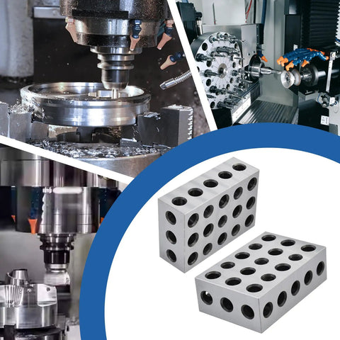 Precision Hardened Steel 2 4 6 Block Matched Pair with 23 clamping holes for accurate setup in milling machines.