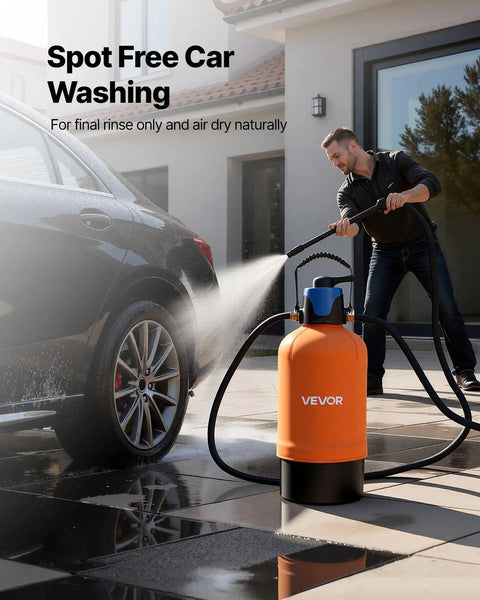 Man using Deionized Water System For Car Wash With 10L DI Resin Bypass Valve And TDS Meter Spot Free Water Filter for spotless finish