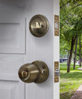 Entry Door Knob Deadbolt Combo Lock Set In Antique Brass 6 Pack With Adjustable Latch Single Cylinder Deadbolt Keyed Differently