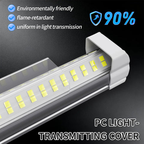 Close-up of Ultra Bright 8 Ft LED Shop Light 120W Daylight 6000K to 6500K Boss Level Efficiency SMD 2835, flame-retardant cover