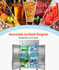 Top Shelf Commercial Refrigerator And Freezer Combo 48 Inch Wide 32 Cubic Feet Stainless Steel Upright Cooler displaying various foods.