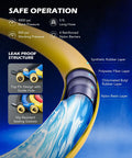 Close-up view of hose layers and features in 4 Way AC Gauge Set For R410a R22 R134a Refrigerant With 4 Valve Automotive Manifold.