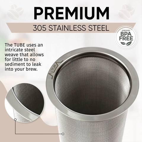 Close-up of Go-To Wide Mouth Mason Jar Cold Brew Maker And Tea Infuser Stainless Steel Filter 64oz 2qt showing fine mesh.