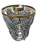 Two-Tier Draped Wood Bead Semi-Flush Mount Ceiling Light With Gold-Washed Metal Base, Brushed Finish And Hand-Selected Light Gray Beads