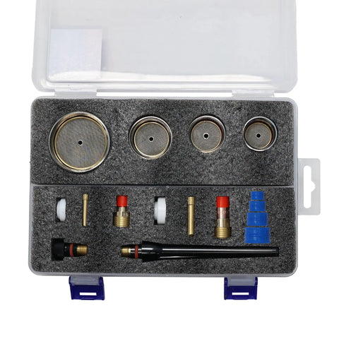 TIG Welding Cup Kit Pro Grade With Quartz Cups Sizes 12 14 16 24 Includes Stainless Guard Heat Shield and Accessories in Case