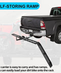 Beefy 600 Lbs Steel Motorcycle Carrier Hauler With Anti Tilt Lock Hitch Mount Rack And Ramp For Dirt Bikes And Scooters