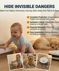 Hide Cords Wall Mount Kit for TV and Home shown protecting child and pet from exposed wires on floor with adhesive cover.