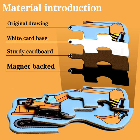 Travel Ready Magnetic Puzzles For Toddlers Ages 1 To 3 And 2 To 4, Excavator Refrigerator Magnets showing layers and materials