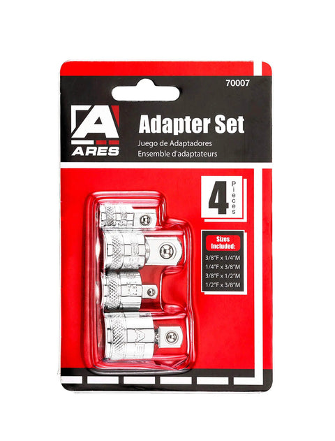 4 Piece Socket Adapter And Reducer Set For 1/4, 3/8, And 1/2 Inch Drives, Includes Two Adapters And Two Reducers, Chrome Vanadium Steel With Mirror Finish, Pro Grade Heavy Duty Conversion Kit For Fast, Smooth Tool Swaps