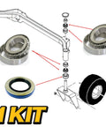 All In One Caster Fork Bearing And Seal Rebuild Kit with spring loaded seal and bore sealant for Dixie Chopper mowers.