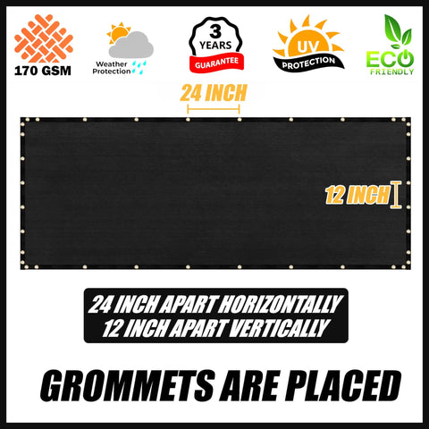 6 Ft By 50 Ft Black Fence Privacy Screen Cover Windscreen Built Tough With Heavy Duty Brass Grommets And Cable Zip Ties
