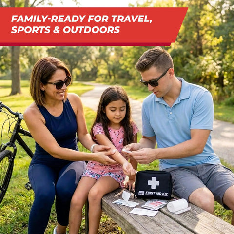 Compact 150 Piece First Aid Kit With Carry Bag And Carabiner For Travel Car Hiking Purse Emergency Readiness On The Go Essentials For Minor Injuries Everyday Use