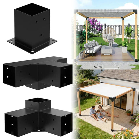 Heavy Duty Pergola Kit With 3 Way Corner Brackets For DIY Gazebo Setup Weatherproof Patio Backyard Outdoor Bracket Kit Sturdy Gazebo Hardware For Easy Assembly And Long Lasting Support
