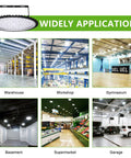 5 Pack 300W UFO LED High Bay Lights for Warehouse and Workshop, 30,000 Lumens, widely used in various indoor locations