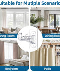 No Drill Adhesive Double Curtain Rod Brackets Set Of 4 Renter Friendly Heavy Duty Curtain Holders in living and dining scenarios