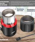 Electric Herb Grinder With Large Capacity And Beast Mode Fast Grinding, 304 stainless steel, black body, and power cord.