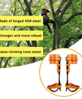 Arborist using Pro Grade Tree Climbing Spikes Set With Adjustable Straps And Steel Wire Core Flip Line, Manganese Steel Claw Teeth