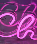 Close-up of pink neon letter "C" on Neon Sign USB LED Light Up Bar Sign For Party Home Decor Desk Lightbox 3D Wall Neon Lamp