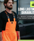 Hi Viz Ripstop Waterproof Bib Pants For Men With Reflective Safety Strips, durable orange overalls, outdoor workwear