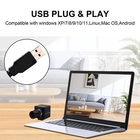 8MP USB Camera High Speed 30FPS 2.8-12mm Zoom Lens With 4X Optical Zoom For Close Up Golf Swing Shots and machine vision, USB shown