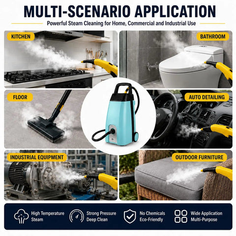 Pro 3000W Heavy Duty Steam Cleaner With 3.5L Tank For Intense Heat And Pressure Cleaning Adjustable Flow Control For Floors Tiles And Surfaces Blue in kitchen and bathroom applications.