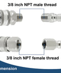 Raincovo 8-piece stainless steel 3/8 in NPT pressure washer fittings set, male and female adapters