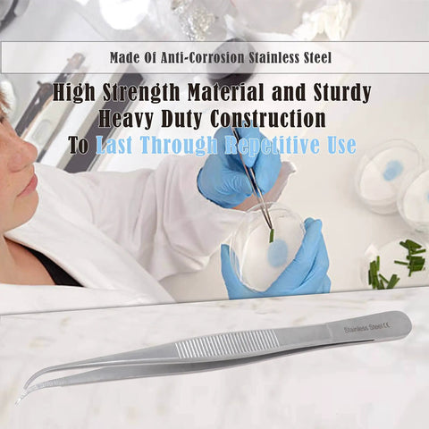 High Precision 6 Inch Tweezers With Curved Point Forceps Stainless Steel For Delicate Handling And Precision Work Anti Glare Finish Durable Nonstick Tips Easy Squeeze Medical Grade Tools, used in lab handling