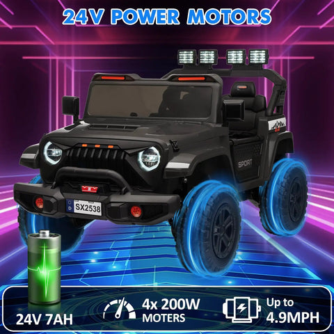 24V Two Seater Kids Ride On Car With Remote Control Four Wheel Drive 800W Motor Three Speed Settings Ages Three And Up
