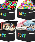 Extra Large Collapsible Toy Box Chest With Lids For Kids Storage holding toys, books, and blankets in black