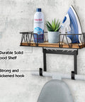 Ultimate No Fuss Laundry Room Space Saver Wall Mount For Ironing Board And Iron Storage with wood shelf and basket holder