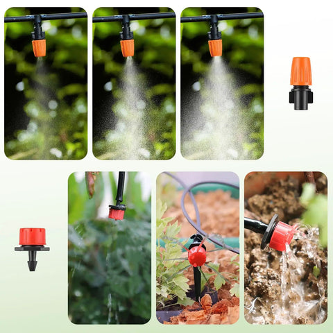164Ft Drip Irrigation Kit for Gardens and Yards, Auto Watering System With 1/4 Inch Tubing, Adjustable Mist Nozzles And Drip Emitters