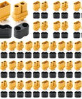 XT60 Upgrade 24 Pair Battery Connectors Set For RC, Male And Female Bullet Plugs With 48 Sleeves, LiPo Battery Connector Kit